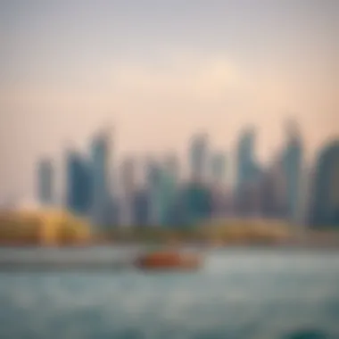 A panoramic skyline view showcasing the modern architecture near the waterfront