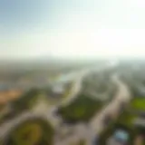 A stunning aerial view showcasing the lush landscapes of حديقه العين