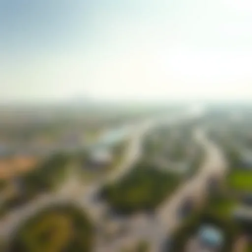 A stunning aerial view showcasing the lush landscapes of حديقه العين