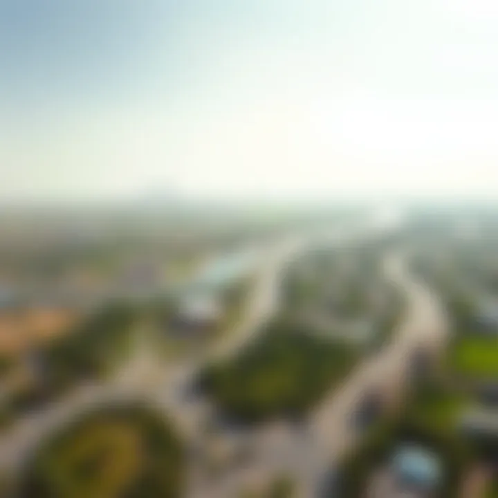 A stunning aerial view showcasing the lush landscapes of حديقه العين