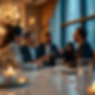 Investors Engaged in Luxury Property Discussion Investors discussing luxury property in Dubai