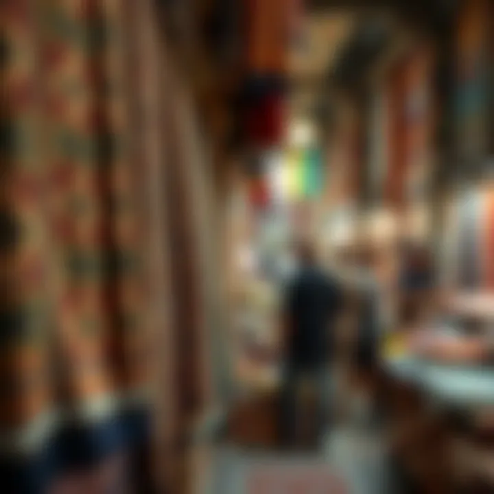 Intricate textiles displayed in the Old Market, reflecting cultural heritage.