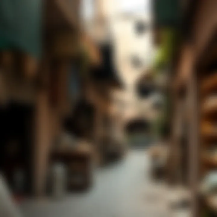 A picturesque alley in the Old Market filled with local artisans and crafts.