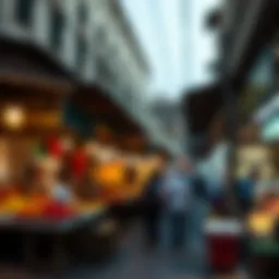A vibrant view of Dubai's Old Market showcasing traditional stalls.