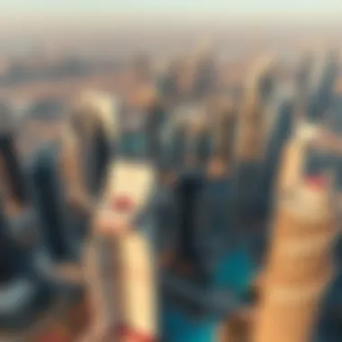Dubai's Iconic Skyline Aerial view of Dubai's skyline showcasing iconic skyscrapers
