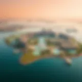 Aerial view of Jubail Island showcasing its lush landscapes and water features