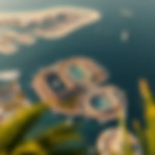 Aerial view of Jumeirah Bay Island showcasing its unique shape and layout