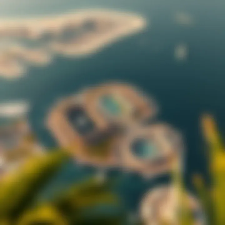 Aerial view of Jumeirah Bay Island showcasing its unique shape and layout