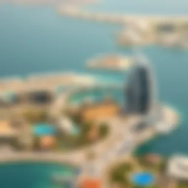 Surrounding landmarks including high-end resorts and recreational areas near Jumeirah Bay Island