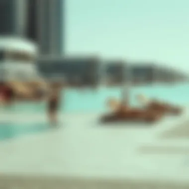 Relaxation and leisure activities at La Mer Beach, featuring sun loungers and beachgoers