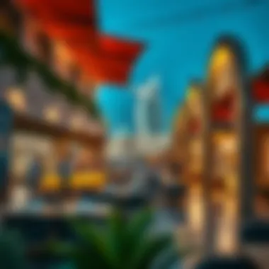 Vibrant shopping and dining scene at La Mer Beach with a variety of options