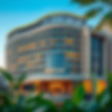 Innovative Architecture of Mercury Hotel Dubai Exterior view of Mercury Hotel Dubai showcasing its innovative architecture