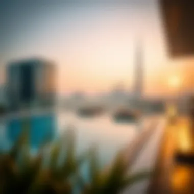 Views from the rooftop pool at Mercury Hotel Dubai overlooking the skyline